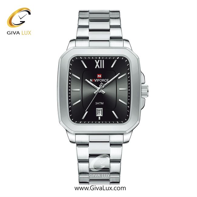 ساعت مچی اورجینال مردانه ناوی فورس|Naviforce|نوی فورس|نیوی فورس نقره ای | نقره ای| مشکی| کد رفرنس NF9239 S/B/S